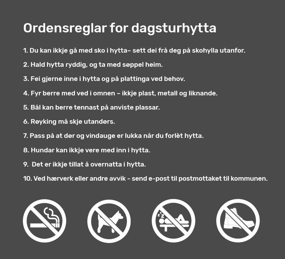 Ordensreglar for dagsturhytta - nynorsk - Klikk for stort bilete